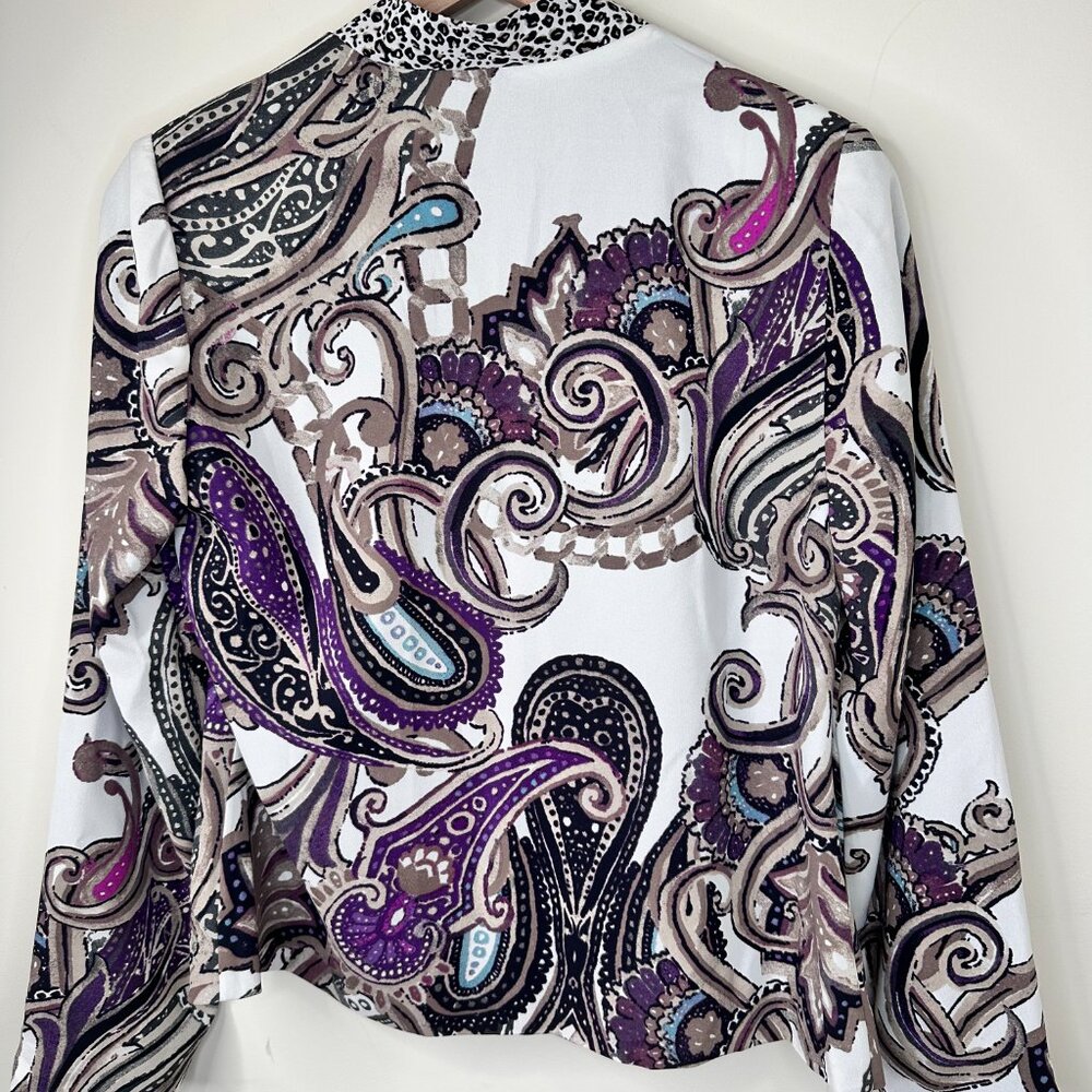 Chico's Women's Paisley Print Jacket Purple Size 0 Long Sleeve Shoulder … - Picture 2 of 14